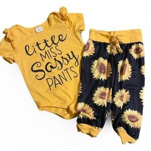 Yellow 'Little Miss Sassy Pants' Onesie and Sunflower Pants Set